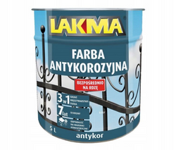 Lakma Antykor Farba Antykorozyjna Ochronno Dekoracyjna do Metalu Grafit 5L