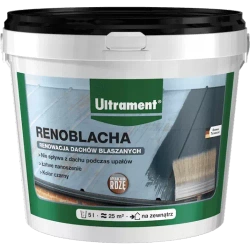 ULTRAMENT RENOBLACHA Powłoka Bitumiczna do Dachów Blaszanych Papy Siatki OC Czarny 5L