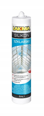 Lakma Silikon Uszczelniacz Szklarski do Szkła Okien Witryn Gablot Biały 300ml