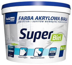 Franspol SUPER BIEL Farba Akrylowa Dekoracyjna Ekologiczna Biała 5L