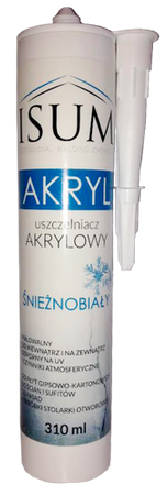ISUM Akryl Uszczelniacz Akrylowy do Wypełniania Pęknięć Rys Biały 310ml