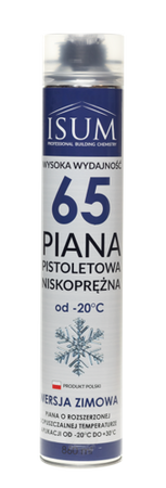 ISUM 65 Piana Uszczelniająco Montażowa Poliuretanowa Pistoletowa Zimowa 880ml