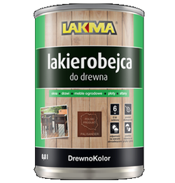 Lakma DREWNOKOLOR Lakierobejca Akrylowa do Drewna Połysk Srebrzysty Szary 0,8L