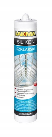 Lakma Silikon Uszczelniacz Szklarski do Szkła Okien Witryn Gablot Bezbarwny 0,28L