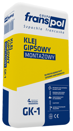 Franspol GK-1 Klej Gipsowy do Montażu Płyt GK Plastyczny Wytrzymały 20kg