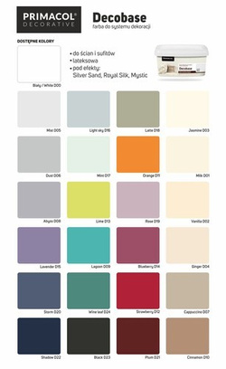 Primacol Decobase Farba Lateksowa Dekoracyjna Kolor Light Sky D16 1L