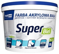 Franspol SUPER BIEL Farba Akrylowa Dekoracyjna Ekologiczna Biała 10L