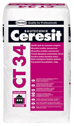 Ceresit CT 34 Tynk Mineralny Hydrofobowy Elewacyjny Paroprzepuszczalny 25kg