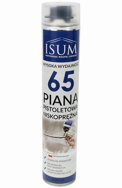 ISUM 65 Piana Uszczelniająco Montażowa Poliuretanowa Pistoletowa 880ml