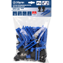 Blue Dolphin System Poziomowania Płytek Klips 2mm 50szt + klin 50szt