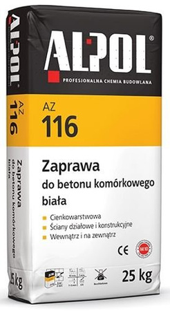 Alpol AZ 116 Zaprawa do Betonu Komórkowego Silikatów Keramzytobetonu Biała 25kg