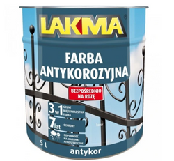 Lakma Antykor Farba Antykorozyjna Ochronno Dekoracyjna do Metalu Zielona 5L