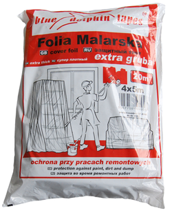 Blue Dolphin Folia Malarska Ochronna do Podłóg Sprzętu Extra Gruba 4m x 5m