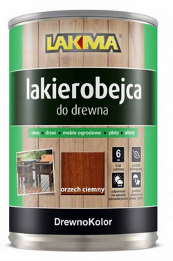 Lakma DREWNOKOLOR Lakierobejca Akrylowa do Drewna Połysk Orzech Ciemny 2,5L